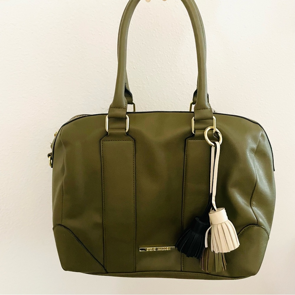 Steve Madden Olive Green Handbag with Tassel Accents